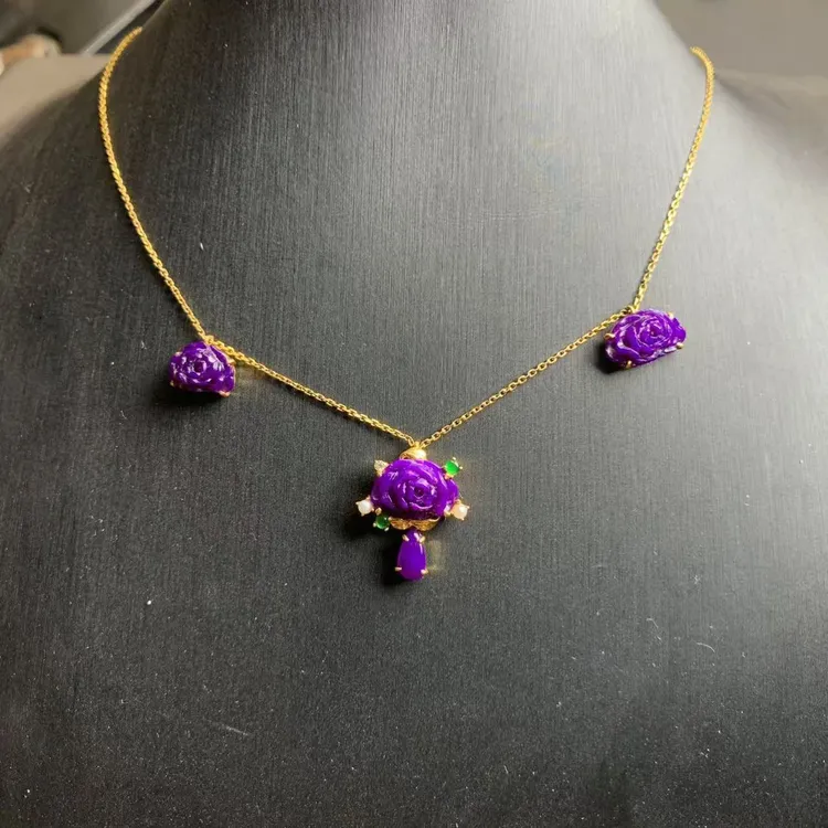 天然舒俱来18k金镶锁骨链