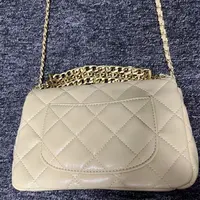 姝宴真皮女包链条字黄色