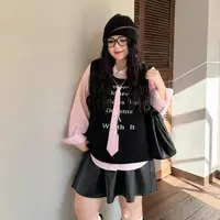 DC8337大码女装【甜酷学院风套装】秋冬提花针织背心格子衬衫两件套