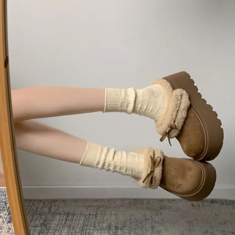 南在南方加绒外穿半拖鞋女2025秋冬新款厚底保暖防滑舒适毛毛棉鞋