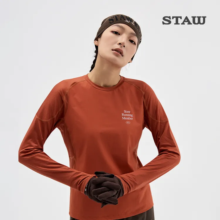 STAW世拓15度御风跑步长袖T恤男马拉松训练运动防风抗菌速干衣女