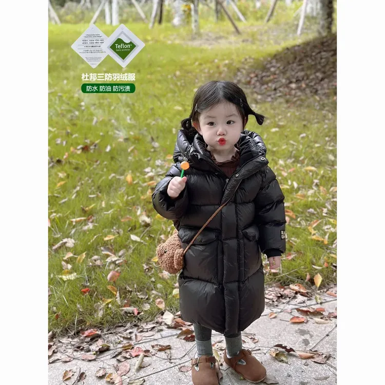 儿童白鸭绒羽绒服2025冬季新款女童中长款羽绒宝宝加厚保暖外套潮