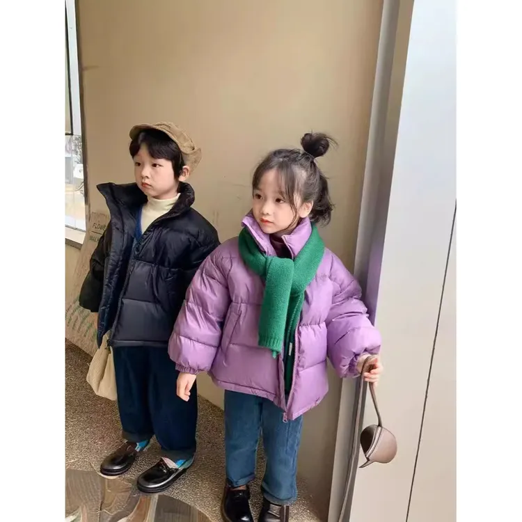 童泰新品2025韩版儿童立领面包儿童棉服时尚加厚保暖童装棉衣纯色