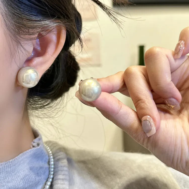 铜合金仿珍珠耳饰 【新高亮】时尚百搭珠珠耳钉气质轻奢耳环16MM商品图