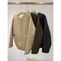 菱格圆领蚕丝羊皮棉服1888