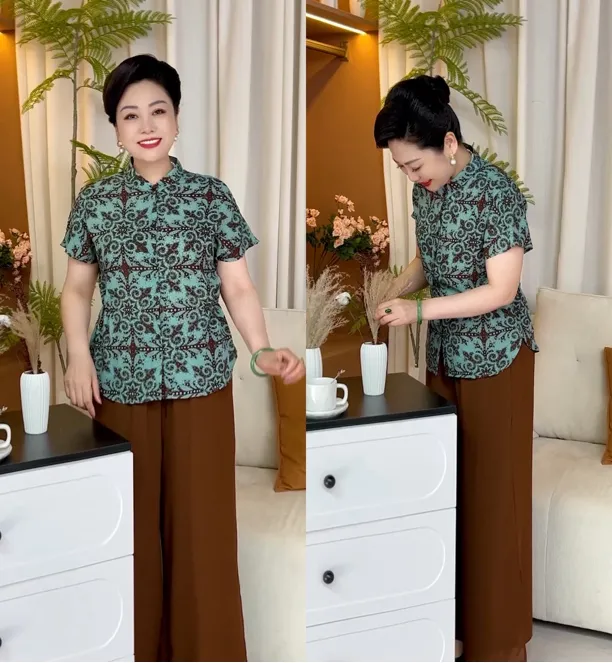 气质妈妈夏装短袖T恤搭配阔腿裤套装薄款洋气显瘦百搭减龄