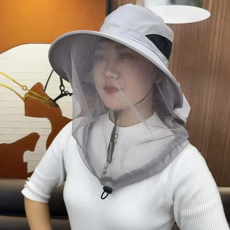 防蚊帽户外钓鱼帽男女同款遮脸防晒帽透气网纱面罩防虫防晒遮脸帽商品图