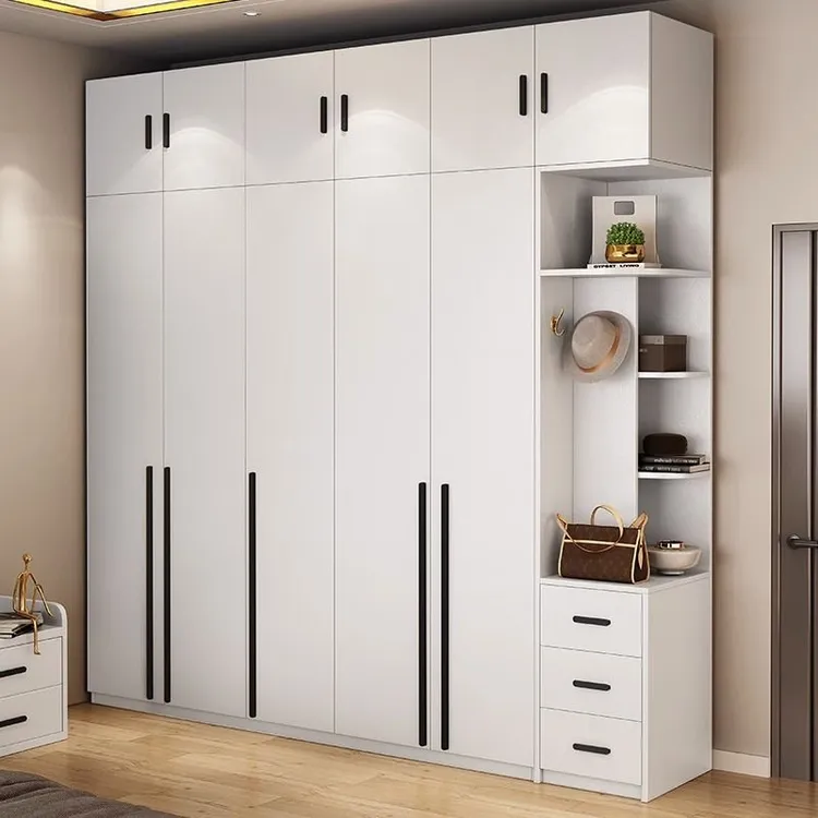 2025新款实木多层板衣柜家用卧室现代平开门三四五六门组合大衣橱