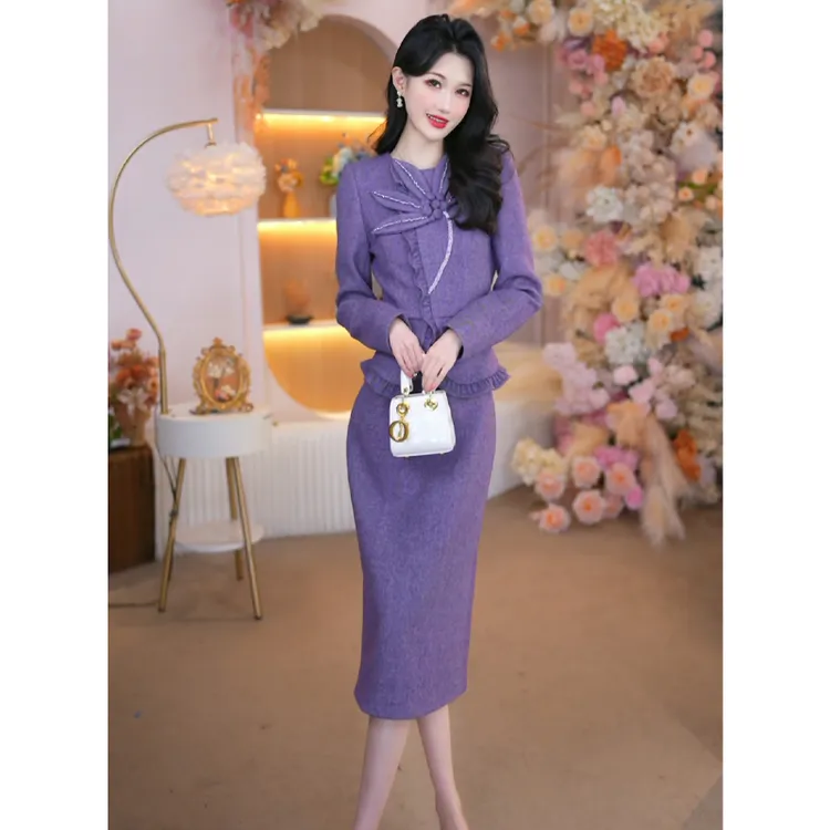 2025秋冬新款女装时尚气质修身显瘦长袖高级感法式连衣裙25332L