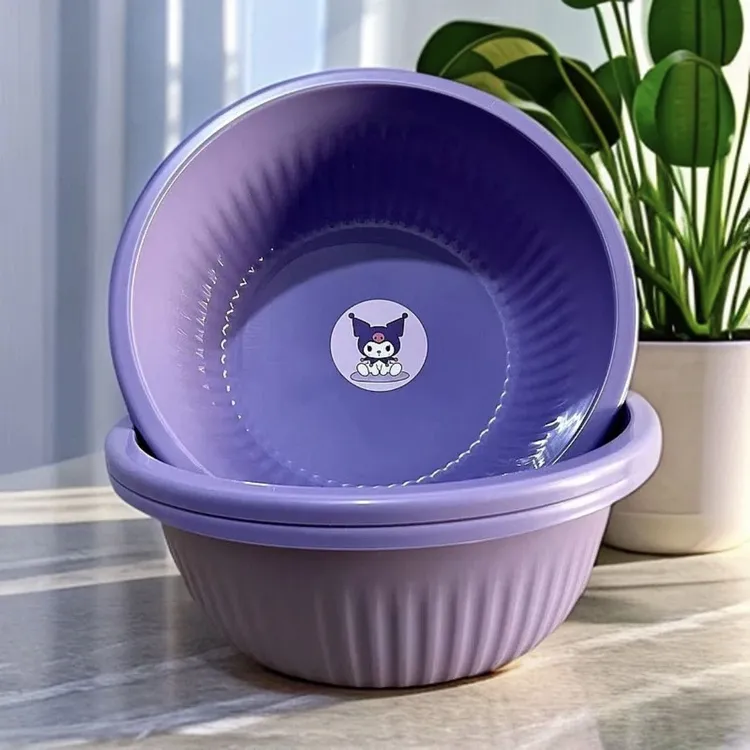 【拍一发四】库洛米紫色洗脸洗衣服菜塑料盆家用卡通31*11cm洗脸盆