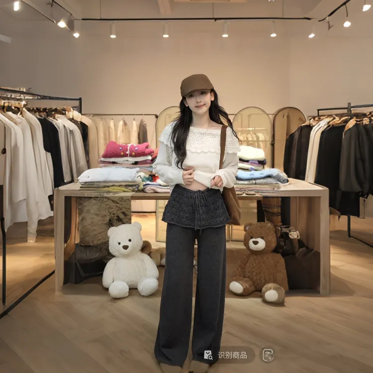 【闵笑一】雾恋 25早秋新款设计款百搭休闲裤显瘦阔腿屁帘裤女装
