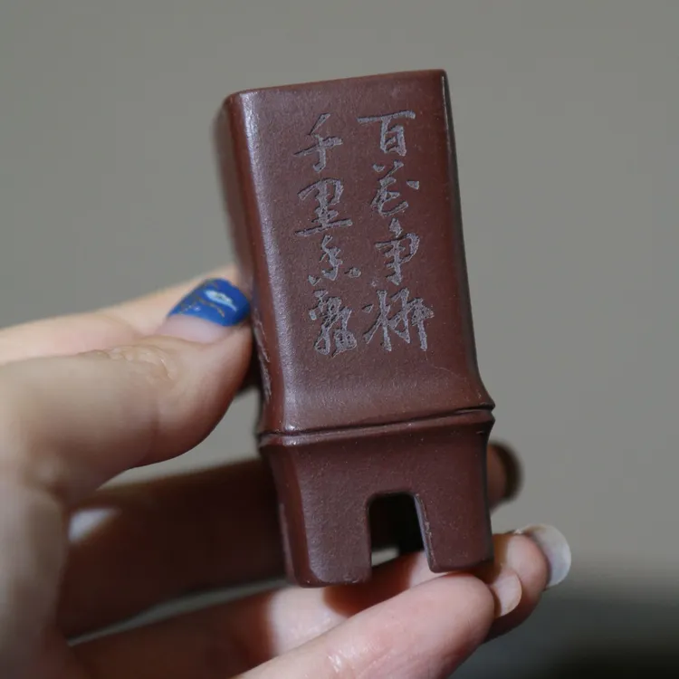 紫砂花盆手工盆盆景盆微型盆竹节盆竹子盆刻绘盆名家盆小盆觅陶乡