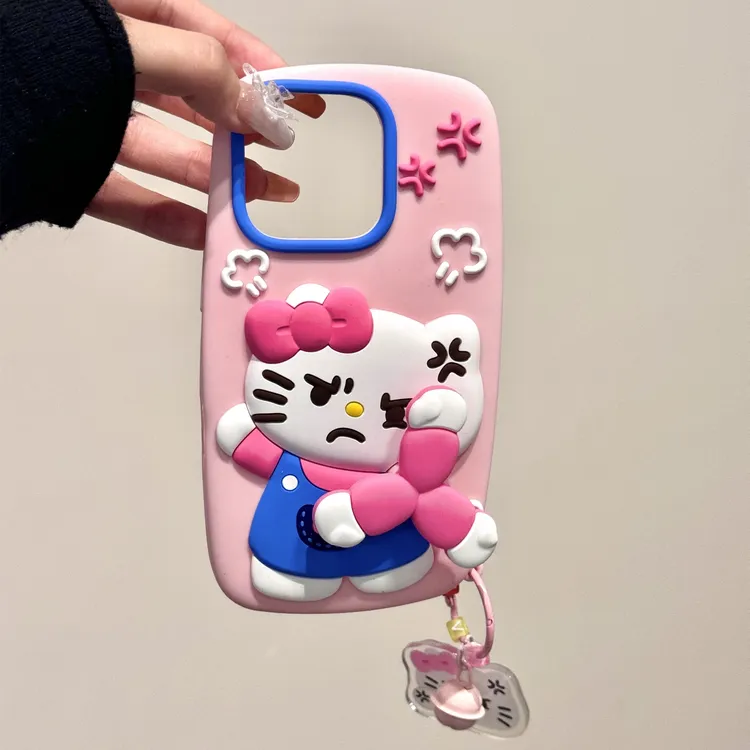 趣味卡通生气挥拳KT猫适用苹果iphone16promax新款15手机壳14硅胶