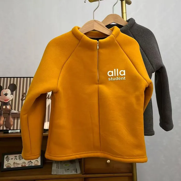 厚款拉链加绒加厚款男童打底一件过冬保暖