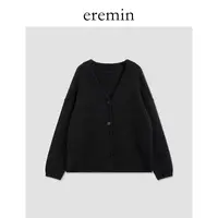 DE Mincollection横条毛衣/立体编织羊毛混纺慵懒风V领开衫56023