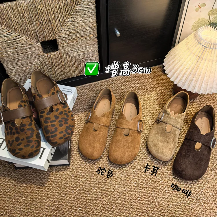 复古平底全包勃肯鞋女2025秋季新款百搭豆豆鞋软底玛丽珍博肯单鞋