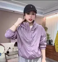 时尚连帽女士双层冲锋衣25年秋季新款韩版大码小个子宽松短款外套