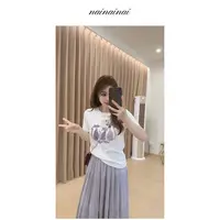 奈奈妮【幻紫喵瞳】纯棉T恤短袖女2025夏季新款猫咪圆领卡通6098