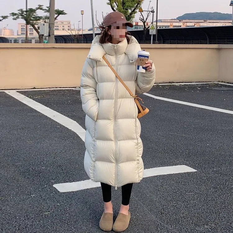 2025冬季新款韩版云朵泡芙羽RF女小个子90白鹅绒中长款保暖外套