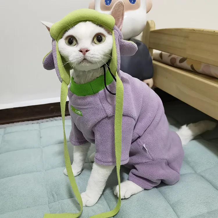 满50包邮无毛德文猫加厚衣服冬季奥利绒保暖两脚四脚德文猫帽子