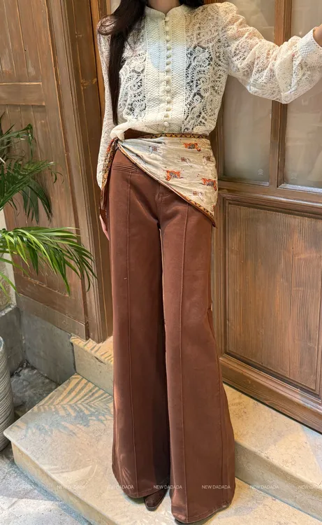 利达 NEW DADADA阔腿复古洋气时尚潮流百搭直筒春秋牛仔DDZ839