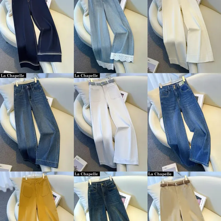 高腰阔腿直筒裤休闲高级通勤感十足百搭牛仔裤