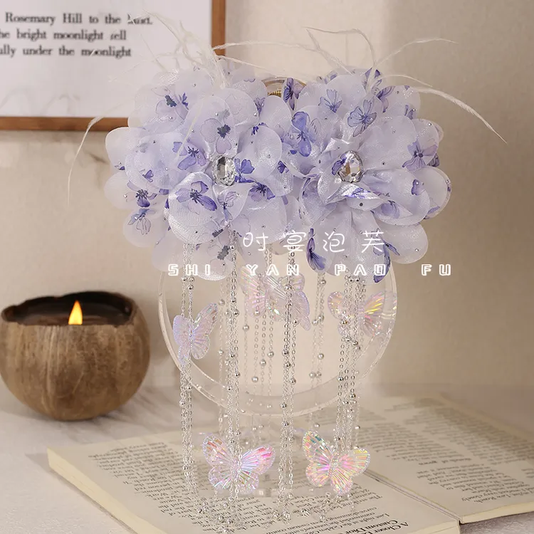 春意盎然古装千金风森系抓夹蝴蝶流苏发夹女气质发卡原创设计超仙