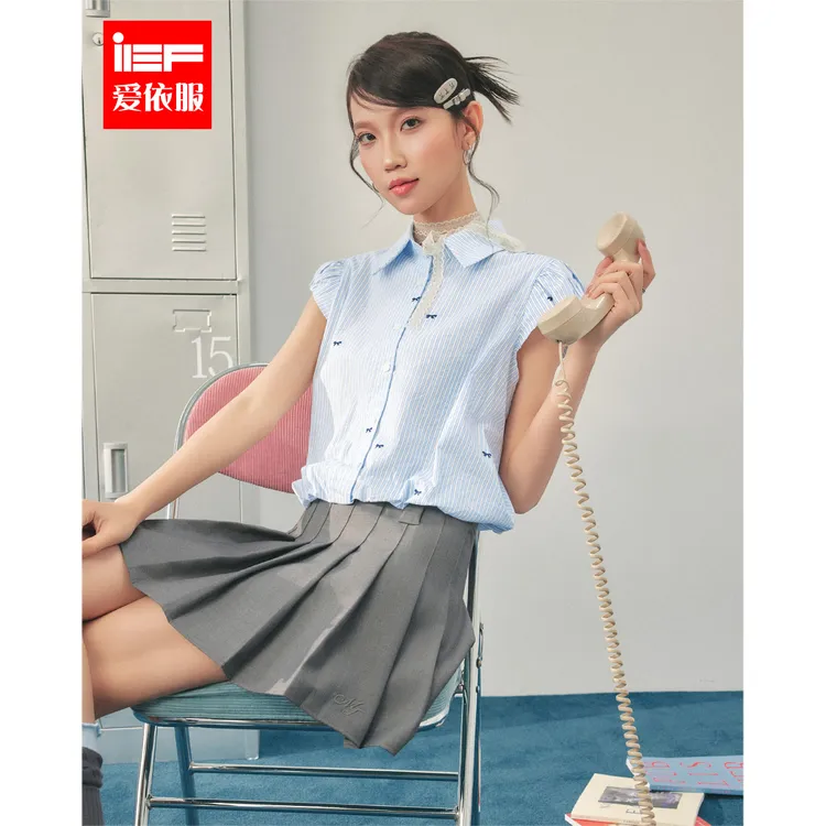 IEF/爱依服2025夏季新款韩版甜美减龄少女风设计感百搭上衣流光风