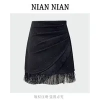 【慵懒欧尼】年年2025新款秋冬季高腰显瘦不规则流苏设计气质短裙