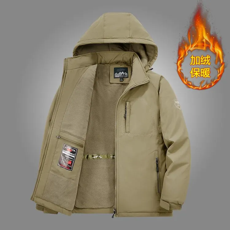 夹克男新款秋冬户外休闲加厚男士冲锋衣加绒外套工装防风保暖外套