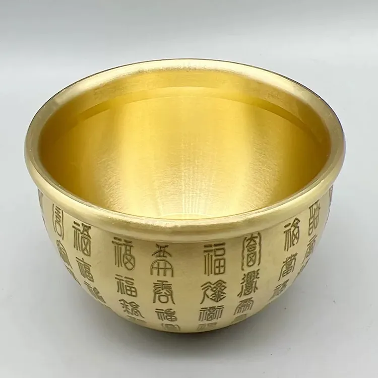 创意黄铜米缸招财百福缸聚宝盆卧室客厅书房桌面摆件纯铜百福水缸