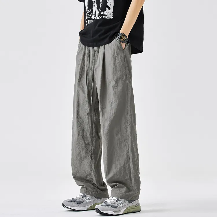 网红洋气炸街高级感男装裤子夏季男士运动长裤薄款宽松直筒速干休