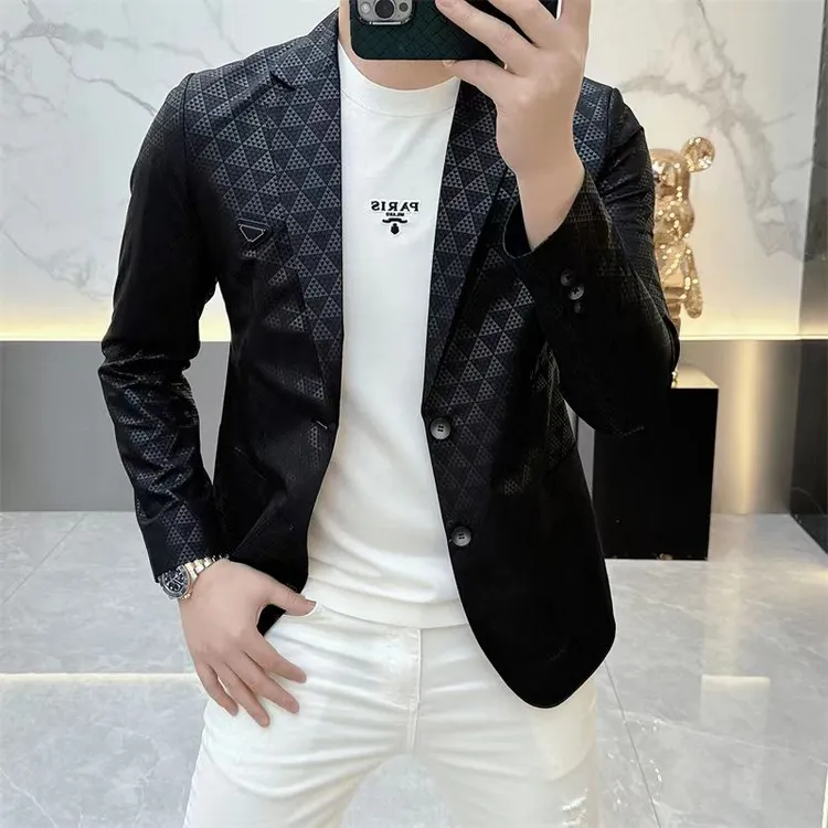 新款男士小西服时尚潮流外套日常休闲百搭男装春秋季品质男装1081