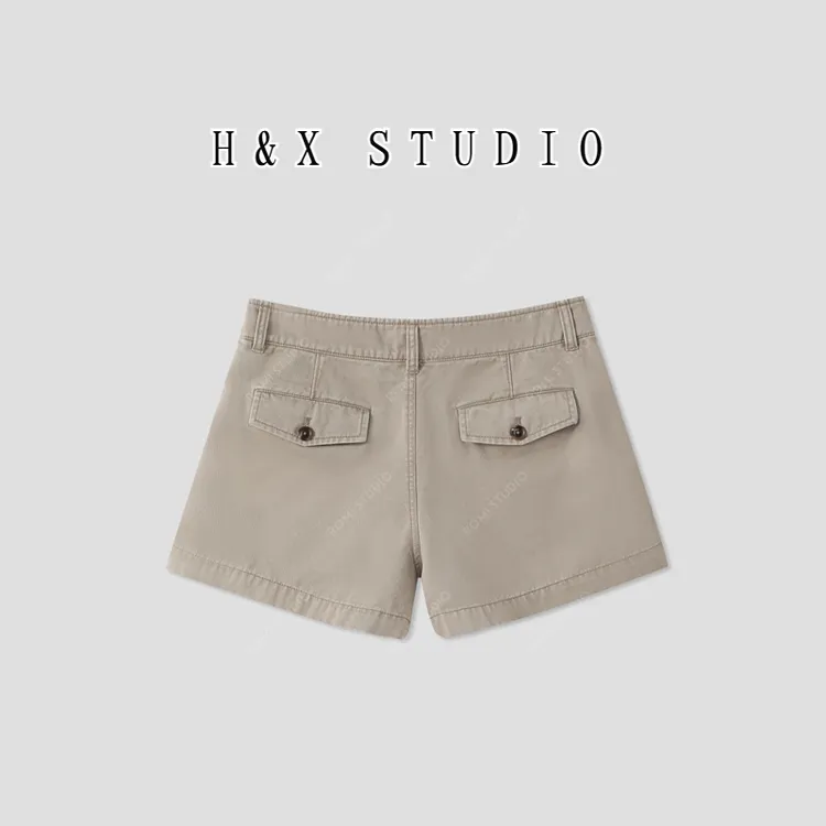 H&X STUDIO"美式复古"舒适棉质做旧洗水斜纹休闲短裤 RWCSXY2692