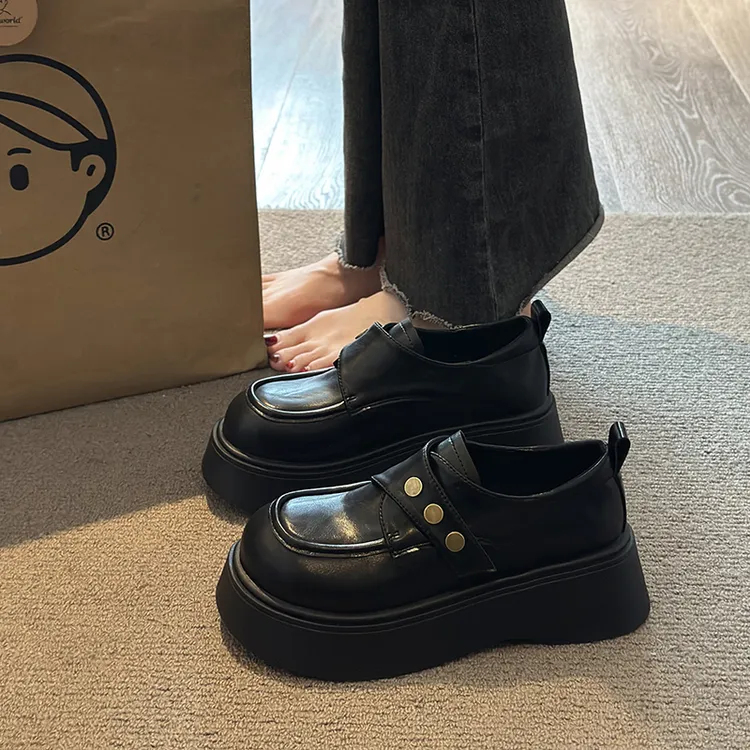 英伦风黑色厚底增高小皮鞋女气质单鞋2025新款春秋季玛丽珍乐福鞋