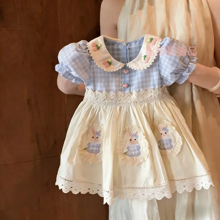 女童洛丽塔公主裙2026夏季新款女宝宝洋气甜美泡泡袖娃娃领连衣裙