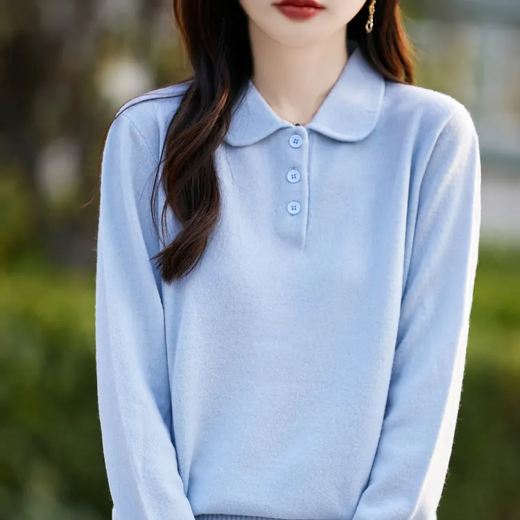 Polo领纯羊毛衫秋冬新款女针织衫纯色显瘦打底衫软糯亲肤轻便保暖