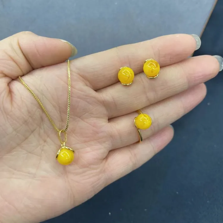 铜合金合成锆石耳饰 藏式风格三件套新款