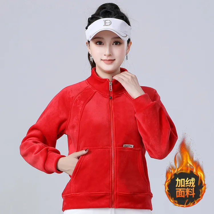 2025新款秋冬广场舞服双面绒加绒加厚舞蹈服运动服晨跑锻炼休闲服