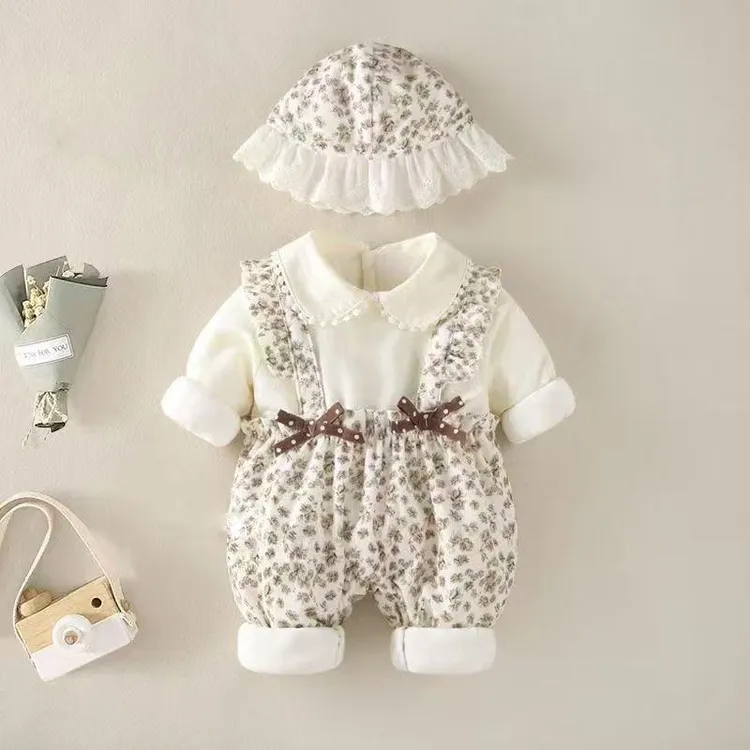 婴儿连体衣外穿超萌爬服宝宝韩版衣服秋冬外出保暖哈衣爬服