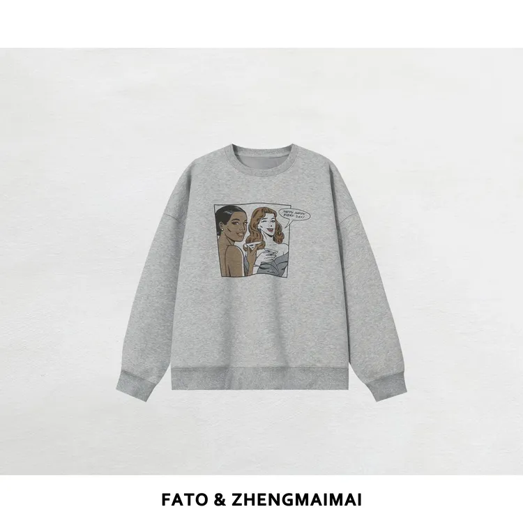 郑买买 美式女孩 秋冬款时尚宽松显瘦百搭微胖通勤卫衣 XM51125W1