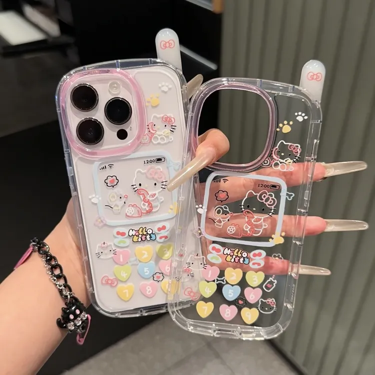 雅天立彩色涂鸦kt猫适用适用苹果16/13手机壳iPhone15promax女14