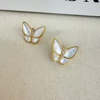 合金耳饰 9628号39444#法式百搭气质小叶子蝴蝶镶嵌质感耳钉（预）