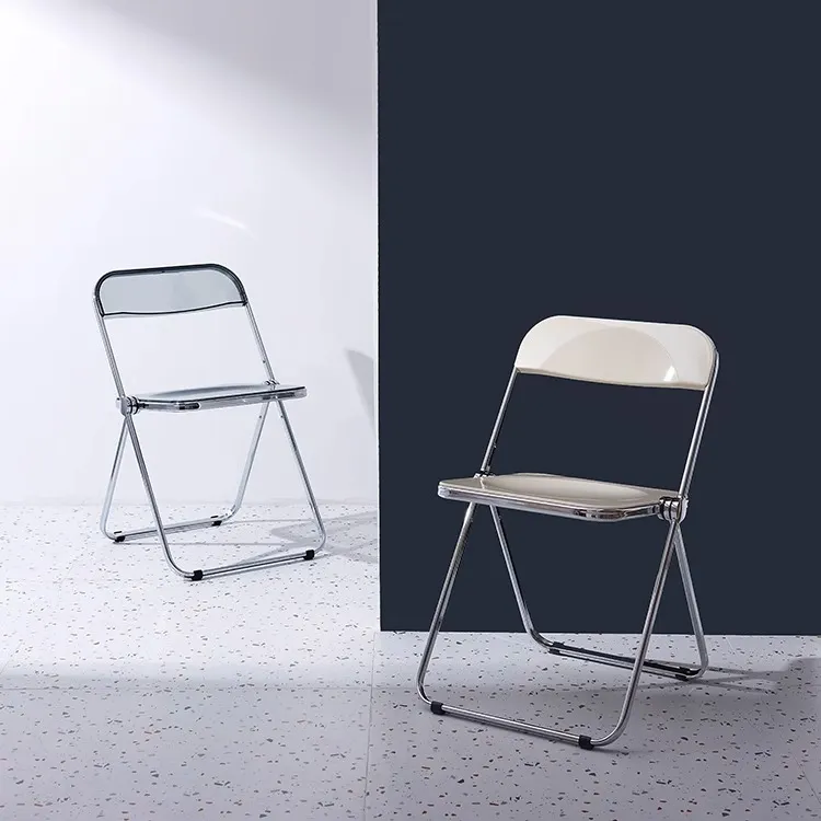 时尚ins凳子网红化妆椅拍照椅便携家用折叠椅亚克力餐椅透明椅子