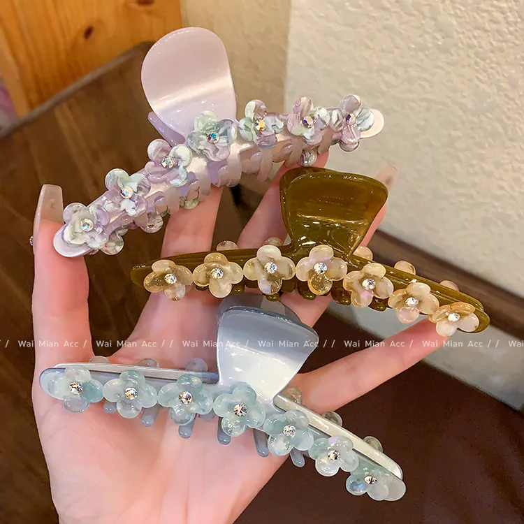 超仙时尚花朵抓夹女高级感醋酸后脑勺鲨鱼夹头饰新款发量多盘发夹