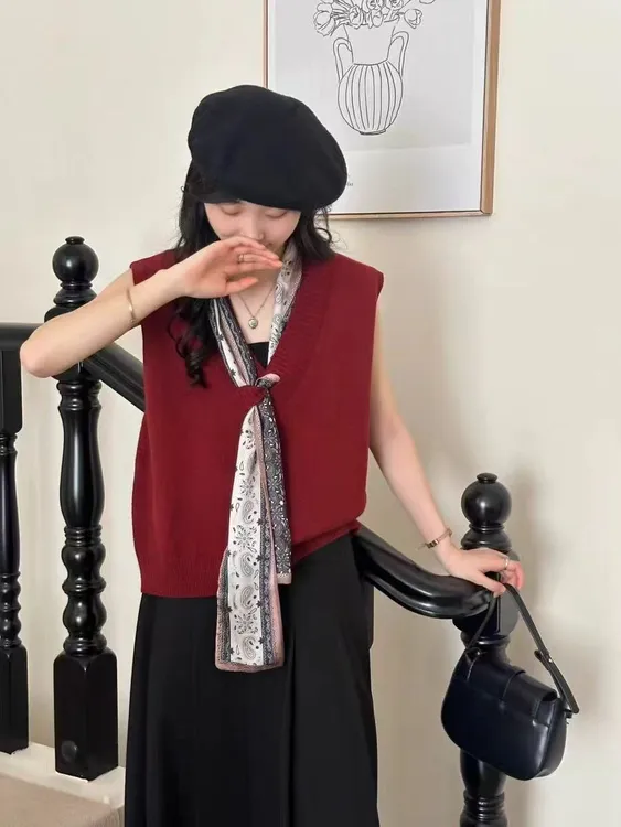 针织无袖常规款厚款防晒毛针织衫毛衣百搭复古