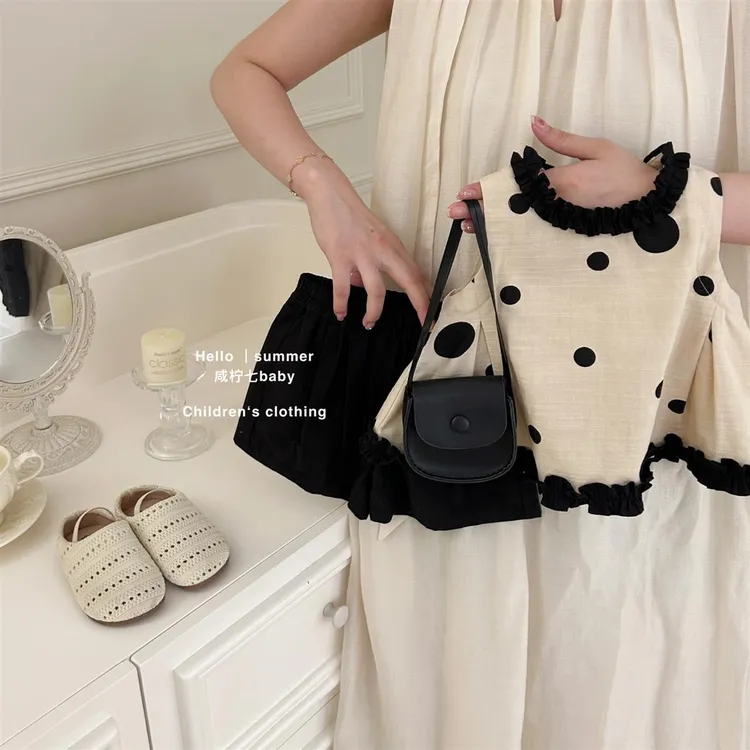 女童夏套装2025新款儿童棉麻韩系无袖背心两件套