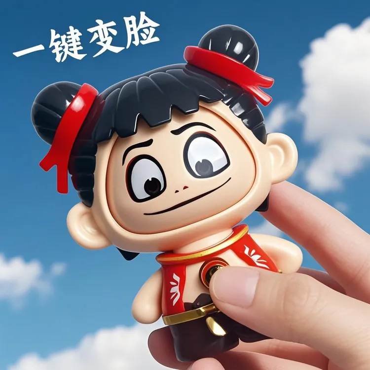 2025新款变脸玩具按压变脸娃娃钥匙扣挂件哪吒敖丙摆件解压捏捏
