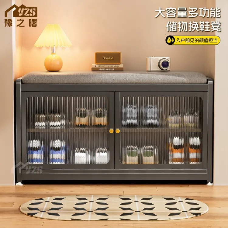 豫之曙入户换鞋凳家用门口轻奢高级感可坐鞋柜一体中古进门穿鞋凳