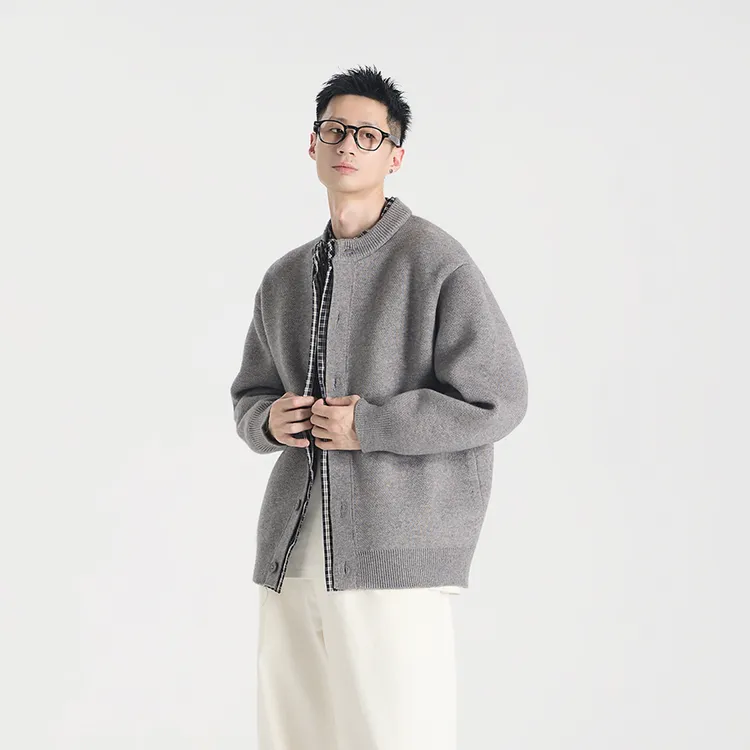 GCCDUPE77『云舟』niu系高智拼接假两件针织开衫休闲通勤毛衣外套